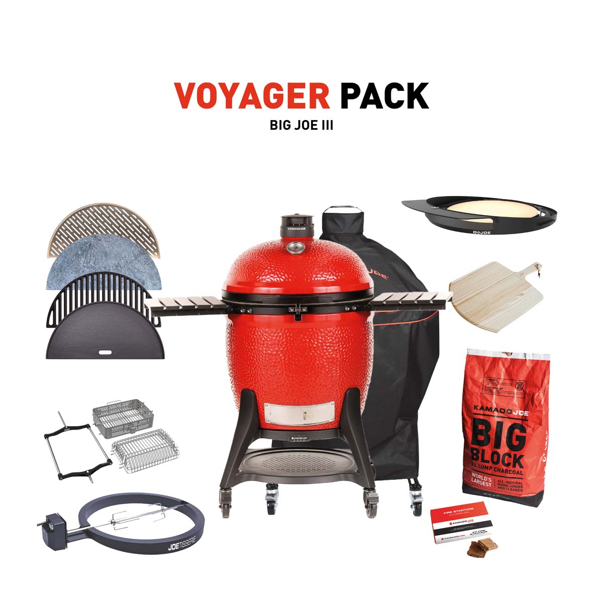 Kamado Joe Big Joe III Charcoal Grill With Voyager Pack