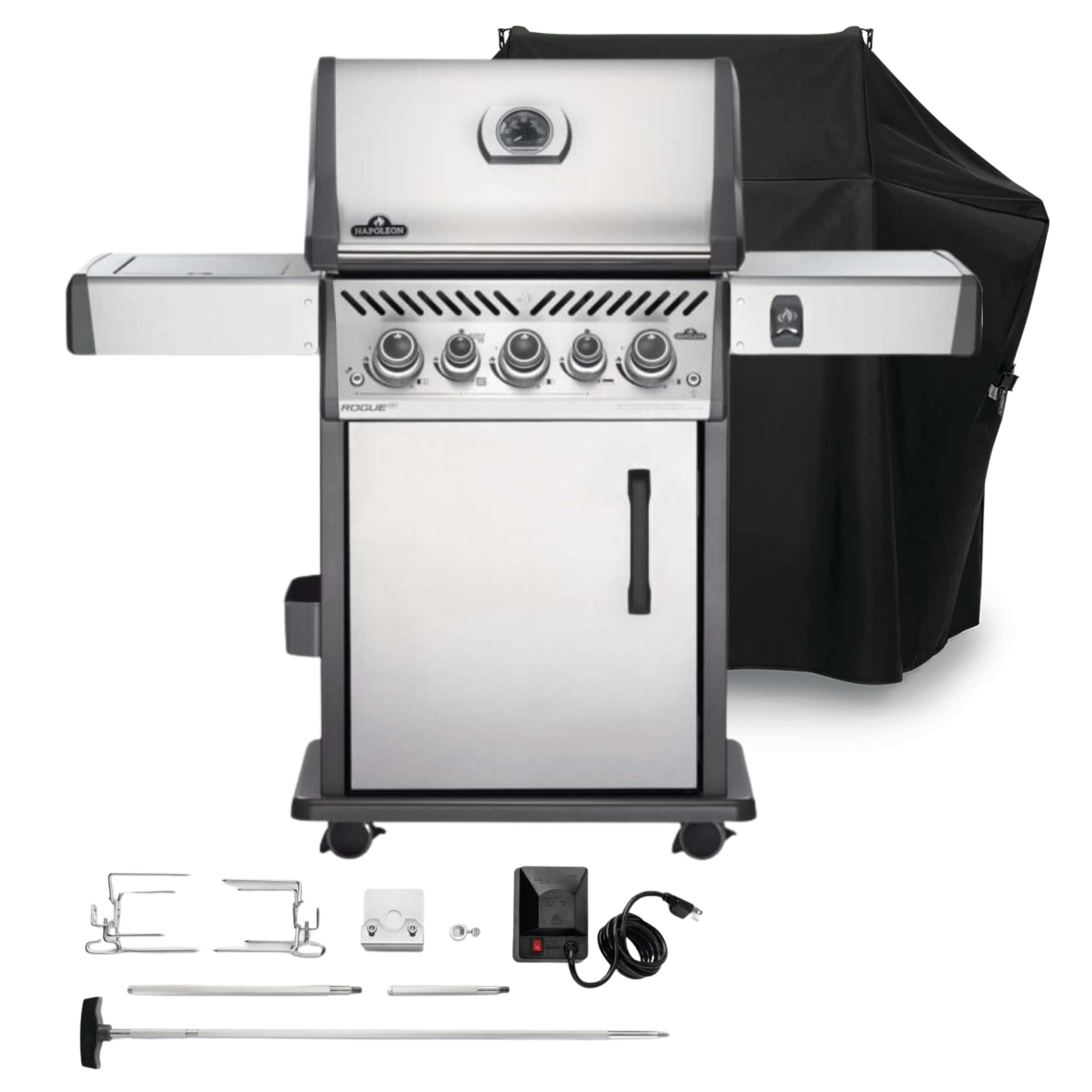 Napoleon Rogue SE 425 Stainless Steel Gas BBQ RSE425RSIBPSS-1 with Infrared Side Burner & Rear Burner | Free Cover & Rotisserie